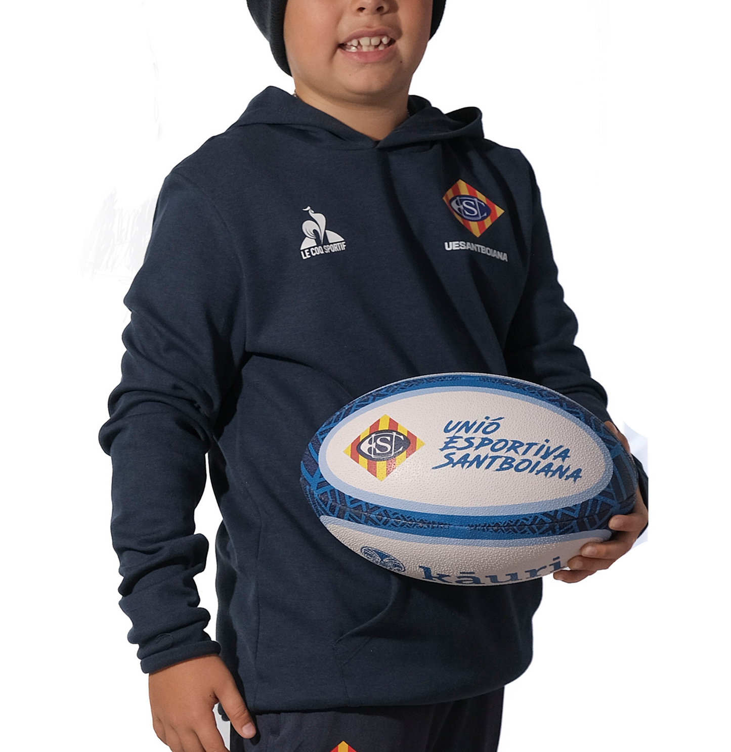 Sudadera azul con capucha infante