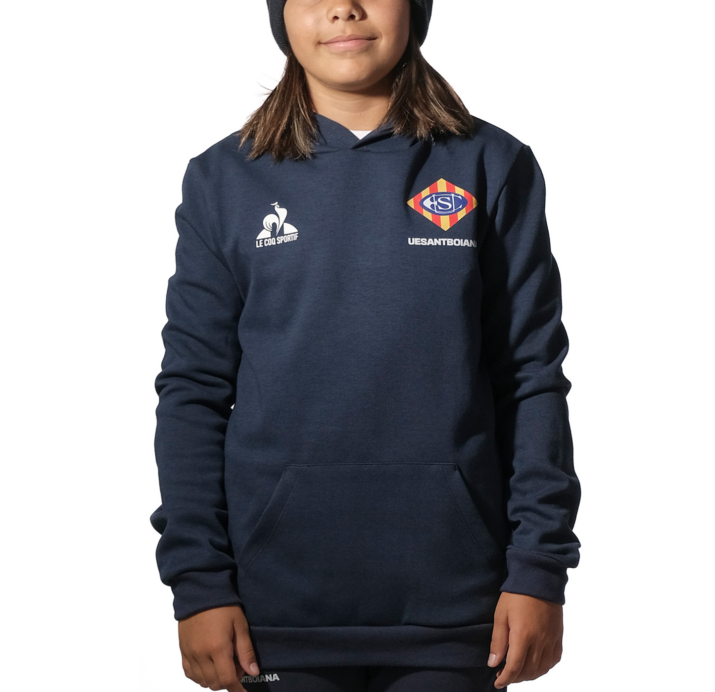 Sudadera azul con capucha infante